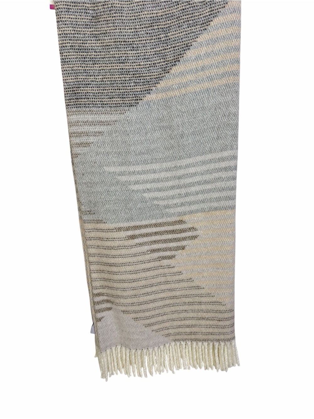 TEXTEIS PENEDO Oversized Throw Blanket Beige Gray Striped Portugal 50" x 70” NWT